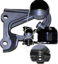 Muncie Select Arm - New bushings illustrated in position.